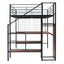 Loft Bed With Desk And Grid, Stylish Frame With Lateral Storage Ladder And Wardrobe