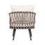 4 Piece Outdoor Patio Furniture Set, Metal Chairs With Woven Rope U Shaped Backrest
