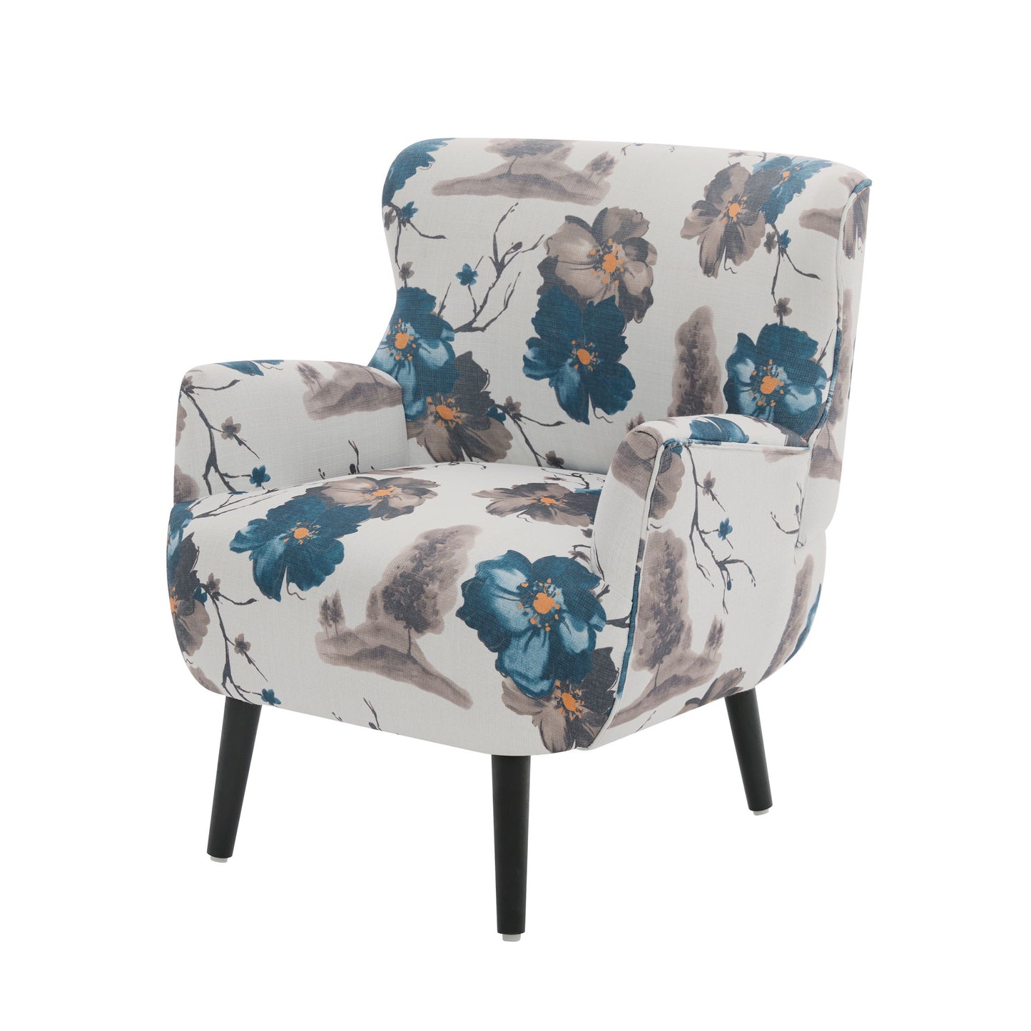 Armchair With Round Arm - White / Blue