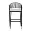 Outdoor Bar Height Metal Frame Counter Stools With Scallop Shaped Backrest & Water Resistant Cushions