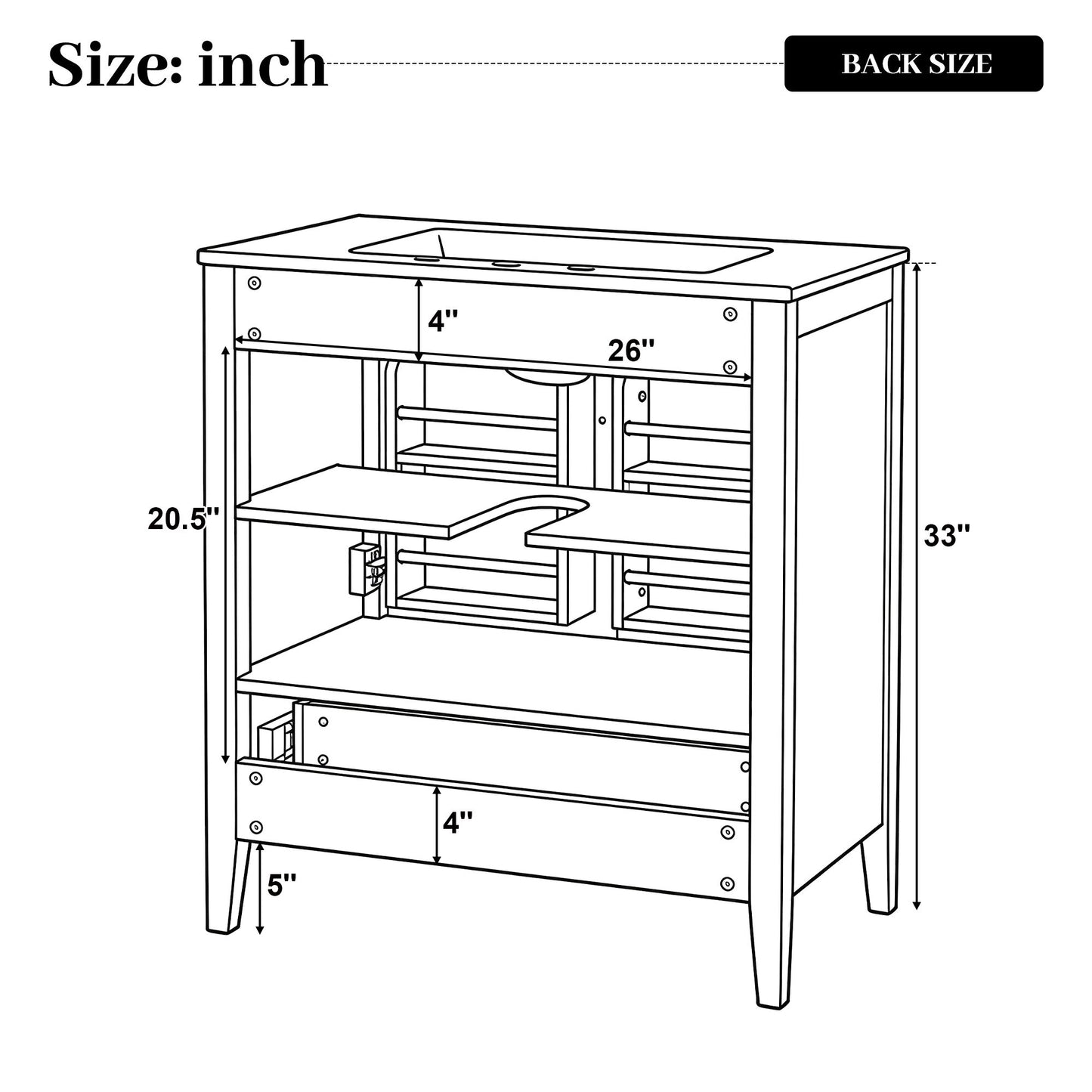 Elegant Fluted Bathroom Vanity With Sink, Soft Close Doors & Drawer