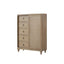 Queen Canopy Bedroom Set With A 2 Drawer Nightstand A Dresser With Poster Mirror And A Door Chest - Sand