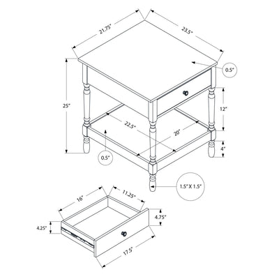 Accent - Table, 2 Tier, Square, Traditional - Walnut