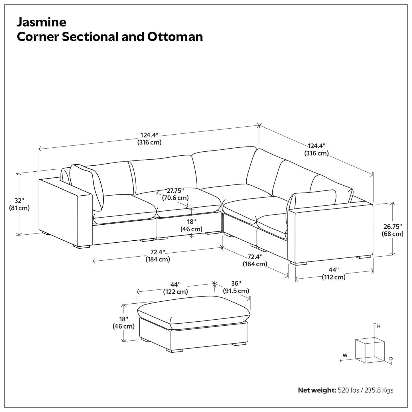 Jasmine - Handcrafted Sofa And Ottoman