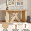 X-Frame Console Table, Angled Cross Leg Design, Rounded Edges - Natural
