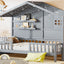 House Bed With Shelves, Window And Sparkling Light Strip On The Roof