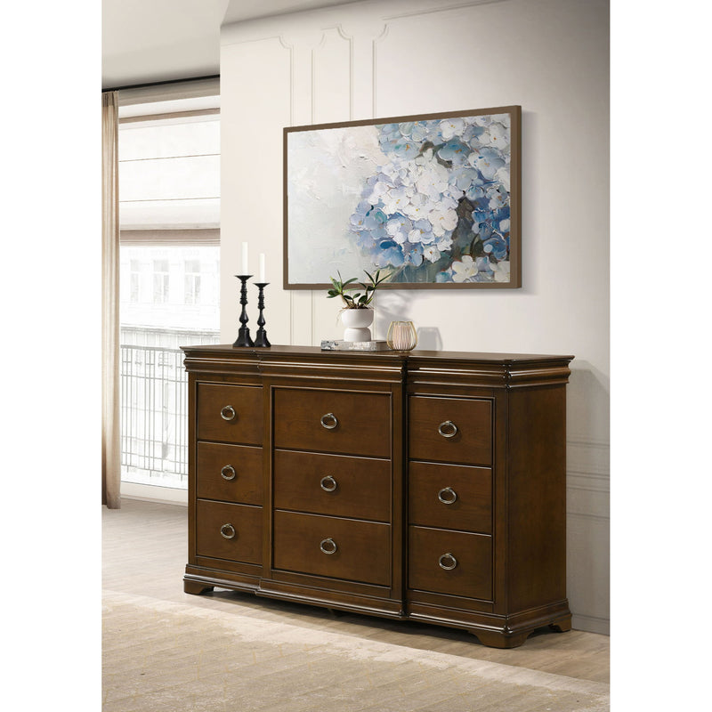 Leonide - 9 Drawer Dresser - Cherry