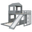 Loft Bunk Bed With Playhouse, Farmhouse, Ladder, Slide And Guardrails