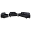 Weld 3 Piece Upholstered Track Arm Sofa Set - Black