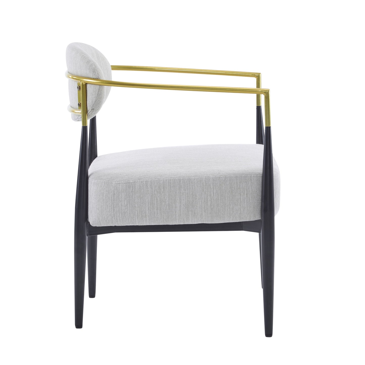 Upholstered Accent Armchair With Tapered Legs - Beige / Black / Gold