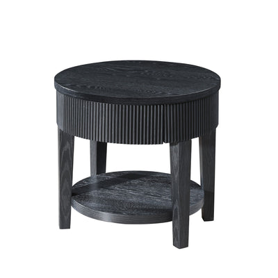 Tate - Round One Drawer End Table - Black