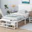 Platform Bed With 2 Tier Storage Shelves, Storage Cabinet