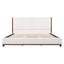 King Upholstered Bed Frame, No Box Spring Needed - Walnut / White