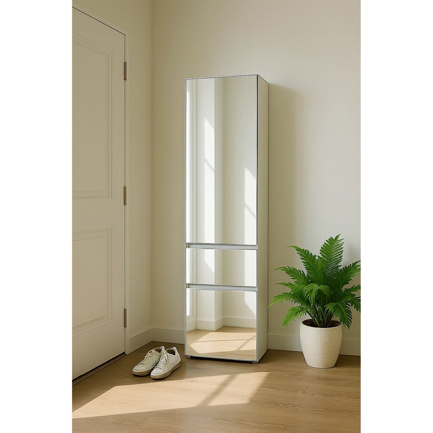 Elise - Modular Closet System With Mirror And Customizable Storage - White