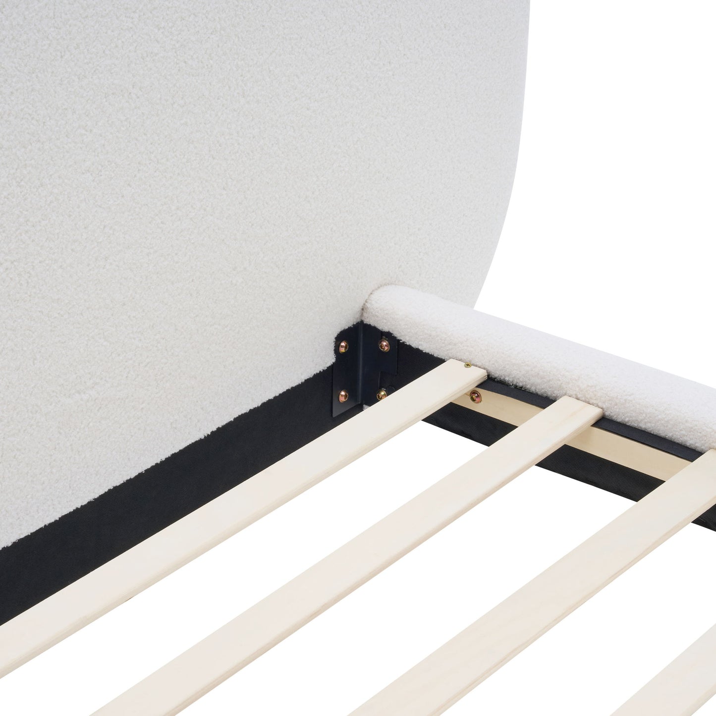 Queen Size Upholstered Platform Bed Frame With Split Headboard - White