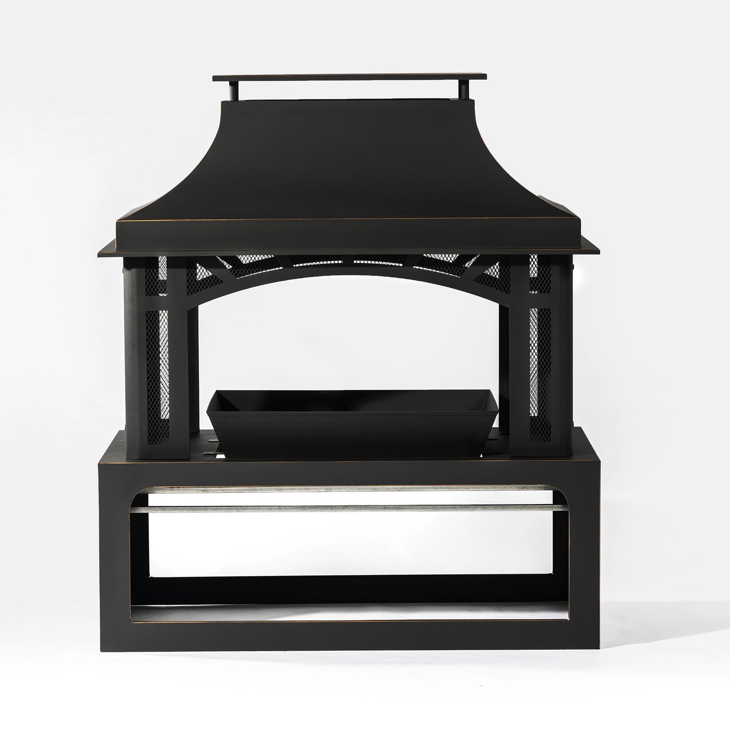 Fireplace, 50000 Btu Fire Pit, Wood Burning Chimney For Outside - Black