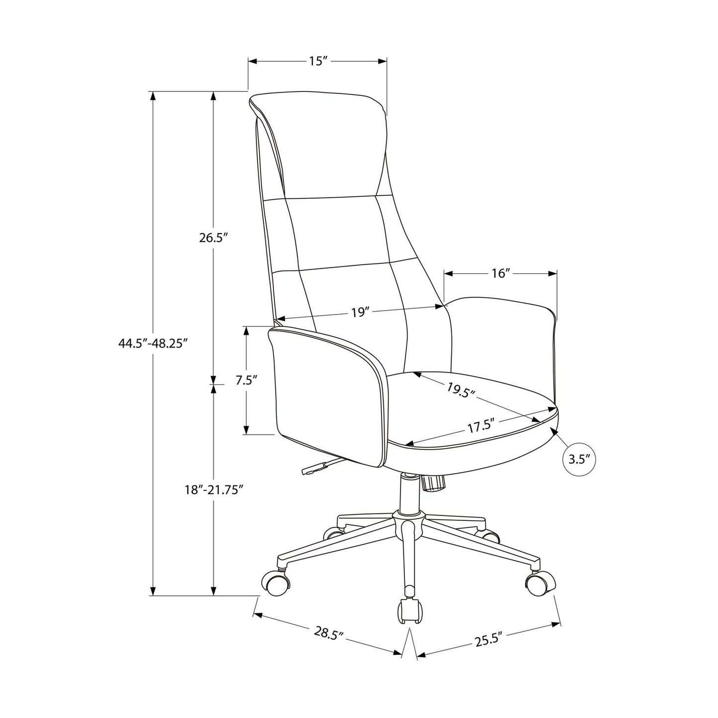 Office Chair With Adjustable Height - Black