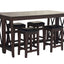 Drop Leaf Table With 4 Stools - Dark Brown