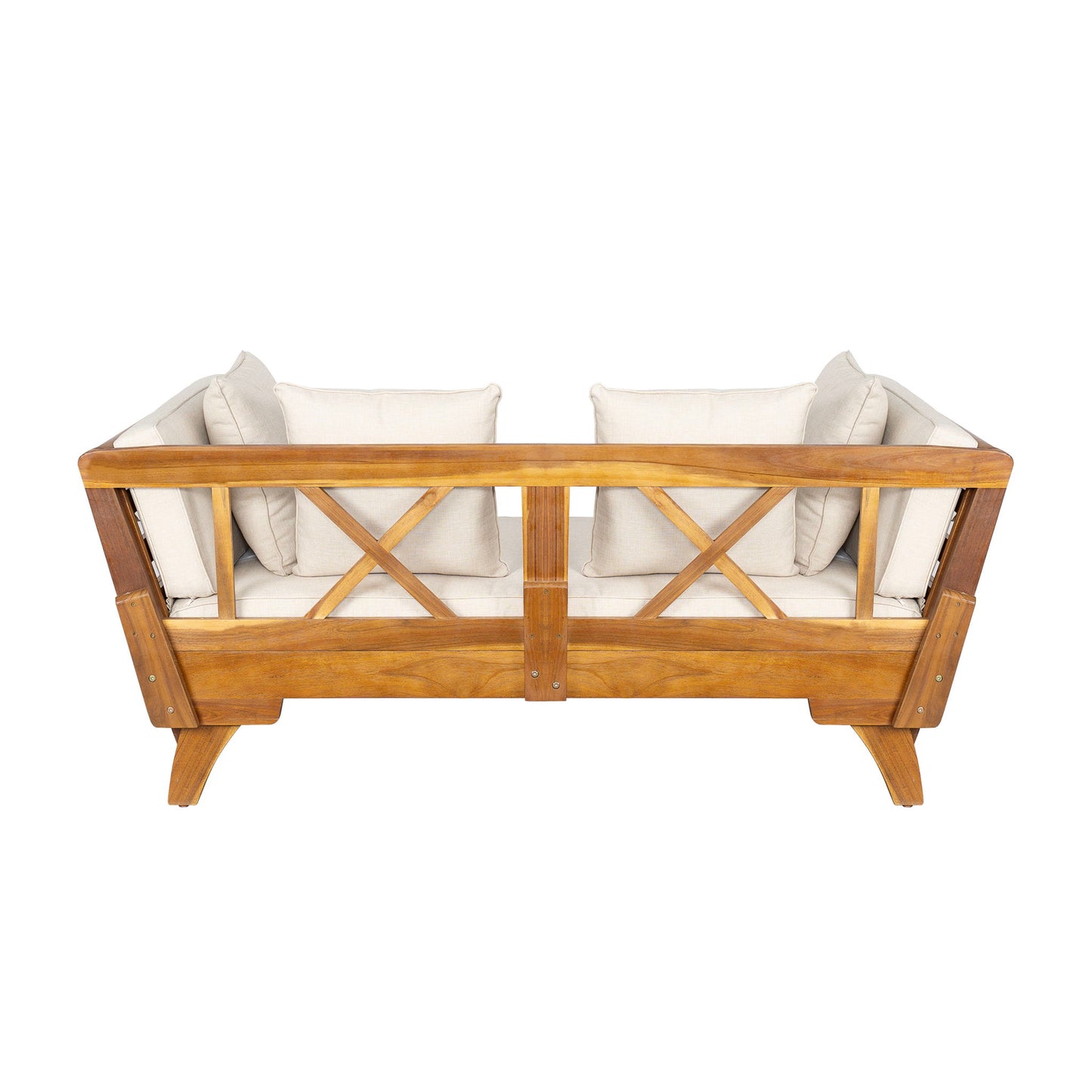 Outdoor Patio Daybed Sofa, 3 Seat Sofa With Foldable Arm 4 Back Pillows