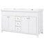 Bathroom Vanity With Double Sinks, 3 Drawers & 4 Doors, Soft Close, All Open Back Design - White