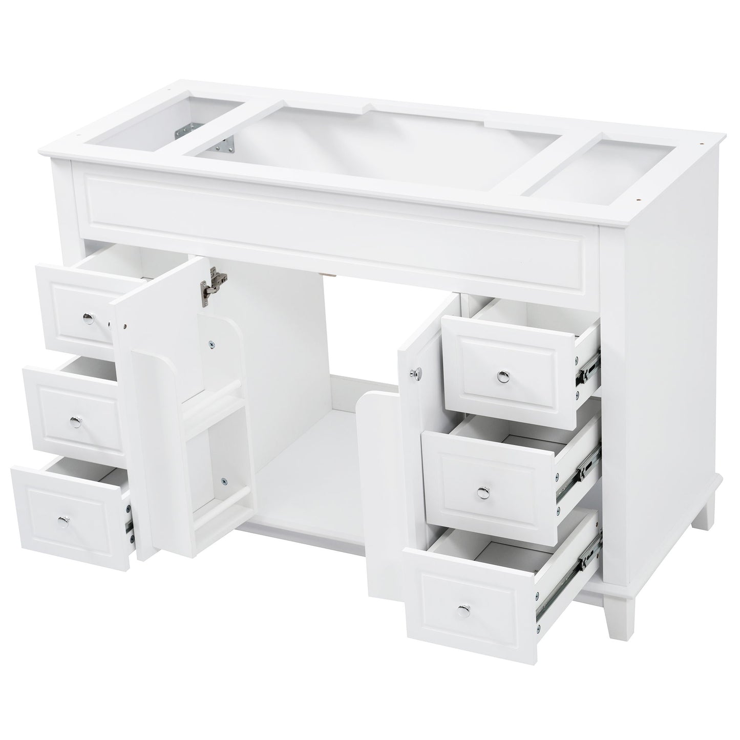 Bathroom Vanity Cabinet Only, 6 Soft Close Drawers & Double Doors - White