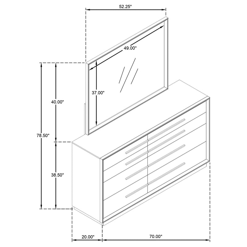 Prescott - 8 Drawer Dresser With Mirror - Brown