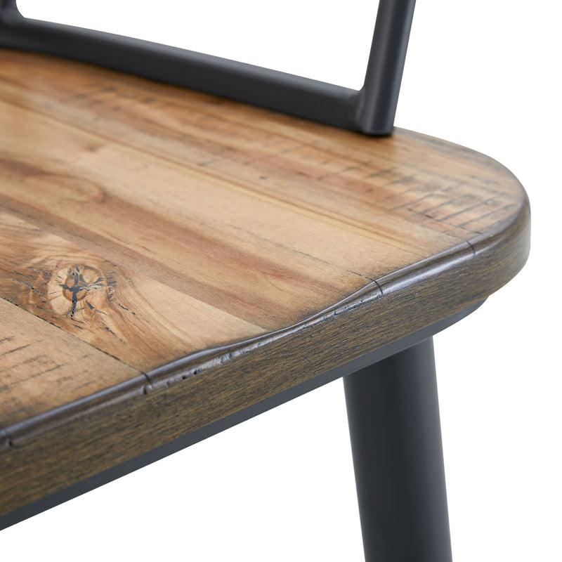 Silla de comedor industrial con patas de metal y abedul (Juego de 2) - Negro / Natural