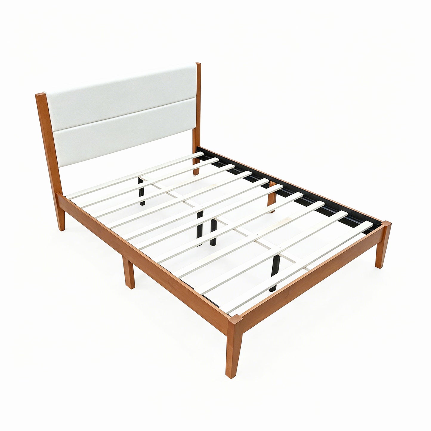 Platform Bed Frame With Upholstered Headboard, Slat Support