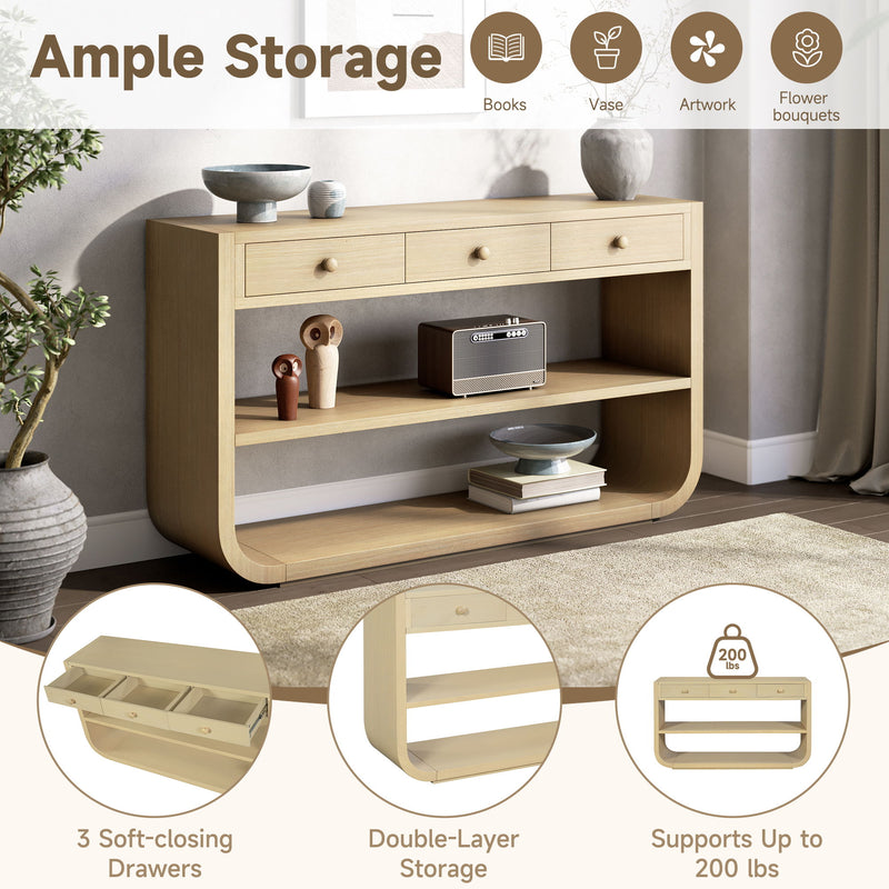 Console Table With 3 Soft Close Drawers & 2 Open Shelves