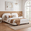 Queen Size Upholstered Platform Bed Frame With Split Headboard - White