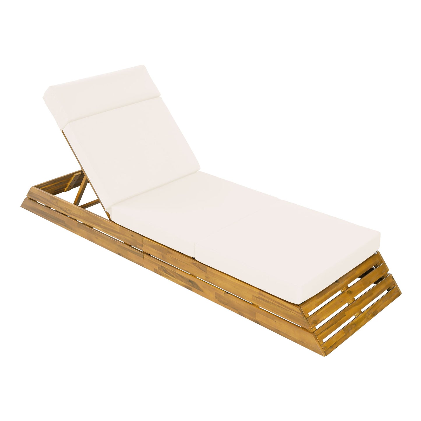 Chaise Lounge Set With 4 Fold Cushion And Built In Headrest