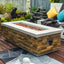 Propane Gas Fire Pit Table, 60000 Btu Rectangular For Outside Patio - Sandstone