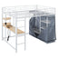 Loft Bed With Desk, Shelves, Power Outlet, LED Light And Wardrobe
