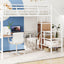 Loft Bed With Desk And Grid, Stylish Frame With Lateral Storage Ladder And Wardrobe