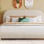 Upholstered Platform Bed With Thick Solid Frame And Stylish Curve-Shaped Design