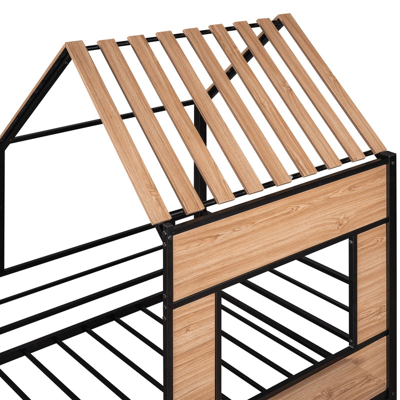 Loft Bed With Roof, Window, Guardrail, Ladder