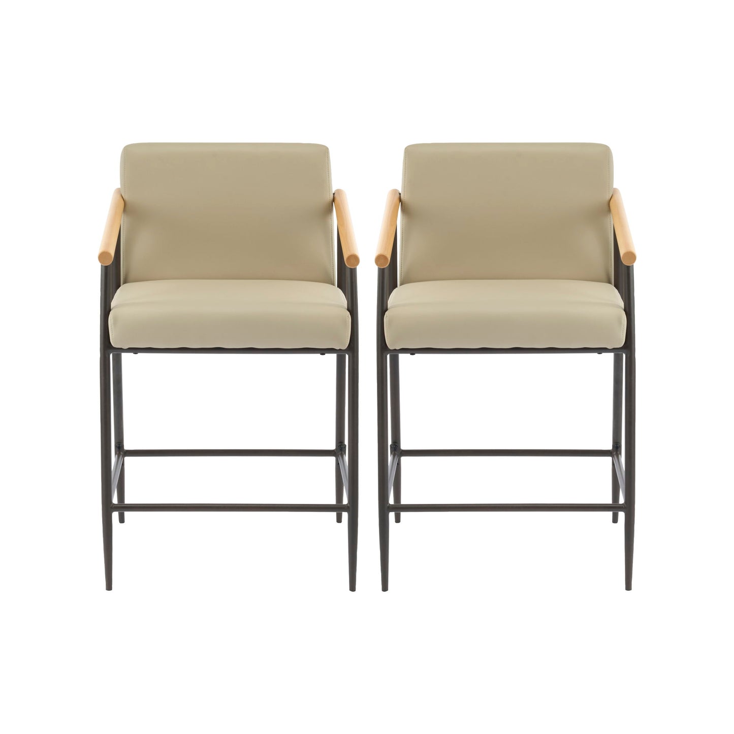 Counter Stool Set With Espresso Metal Frame - Khaki