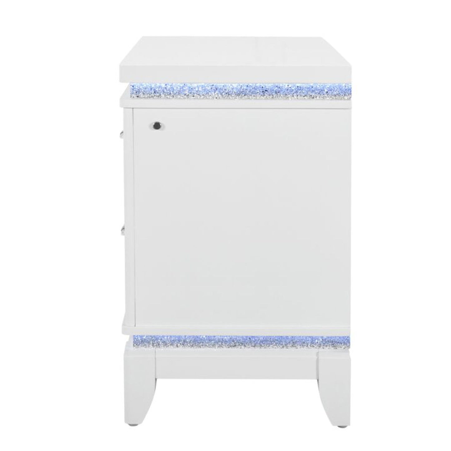 Adalid - Nightstand With Glittered Drawer Front And LED Lighting - White