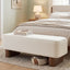 Upholstered Ottoman Bench With Thick Padded Design - Beige