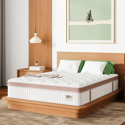 14", Firm Hybrid Mattress, Gel Memory Foam & Pocket Springs, Pressure Relief, Motion Isolation, Ergonomic Bed - White - King