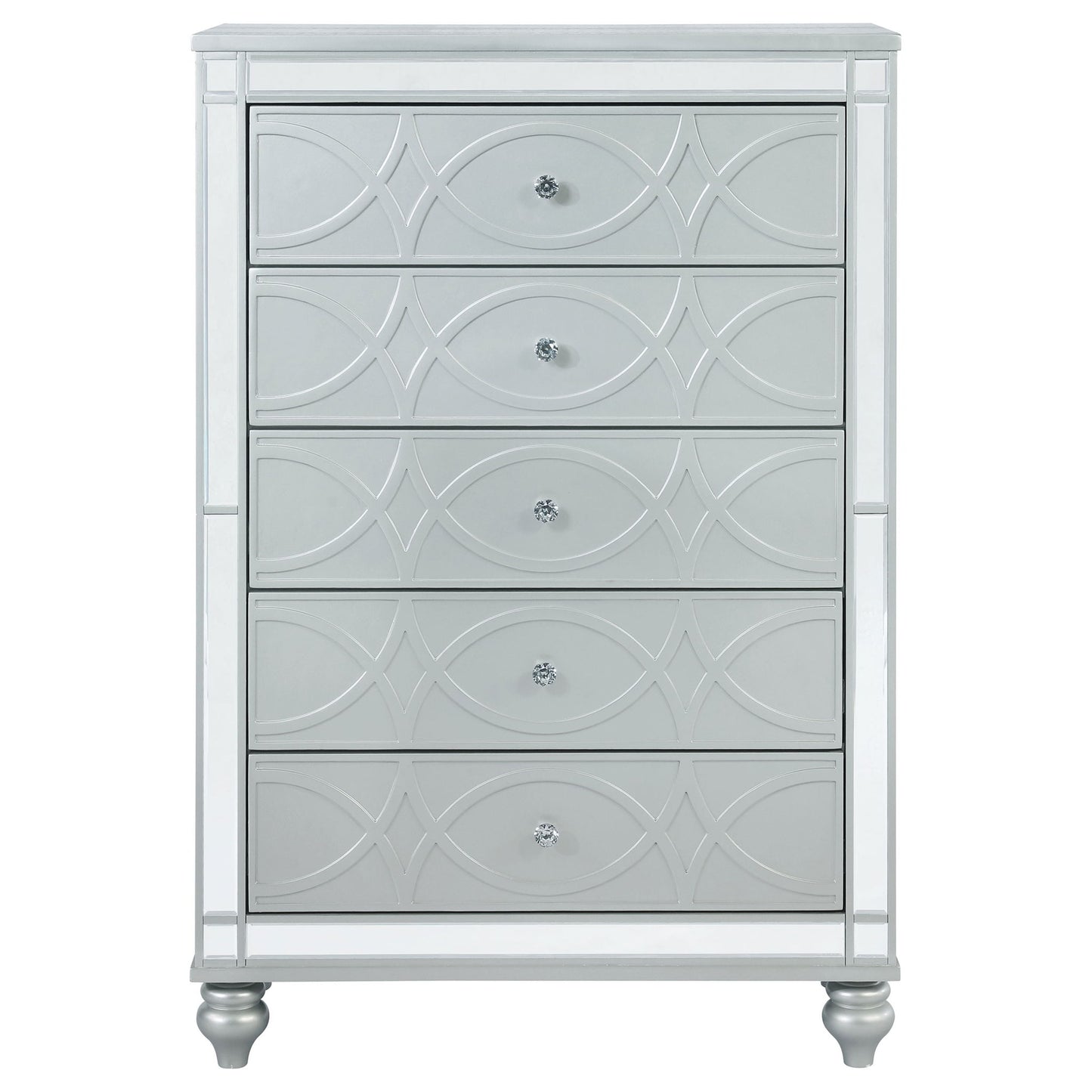 Arabesque - 5 Drawer Bedroom Chest - Silver