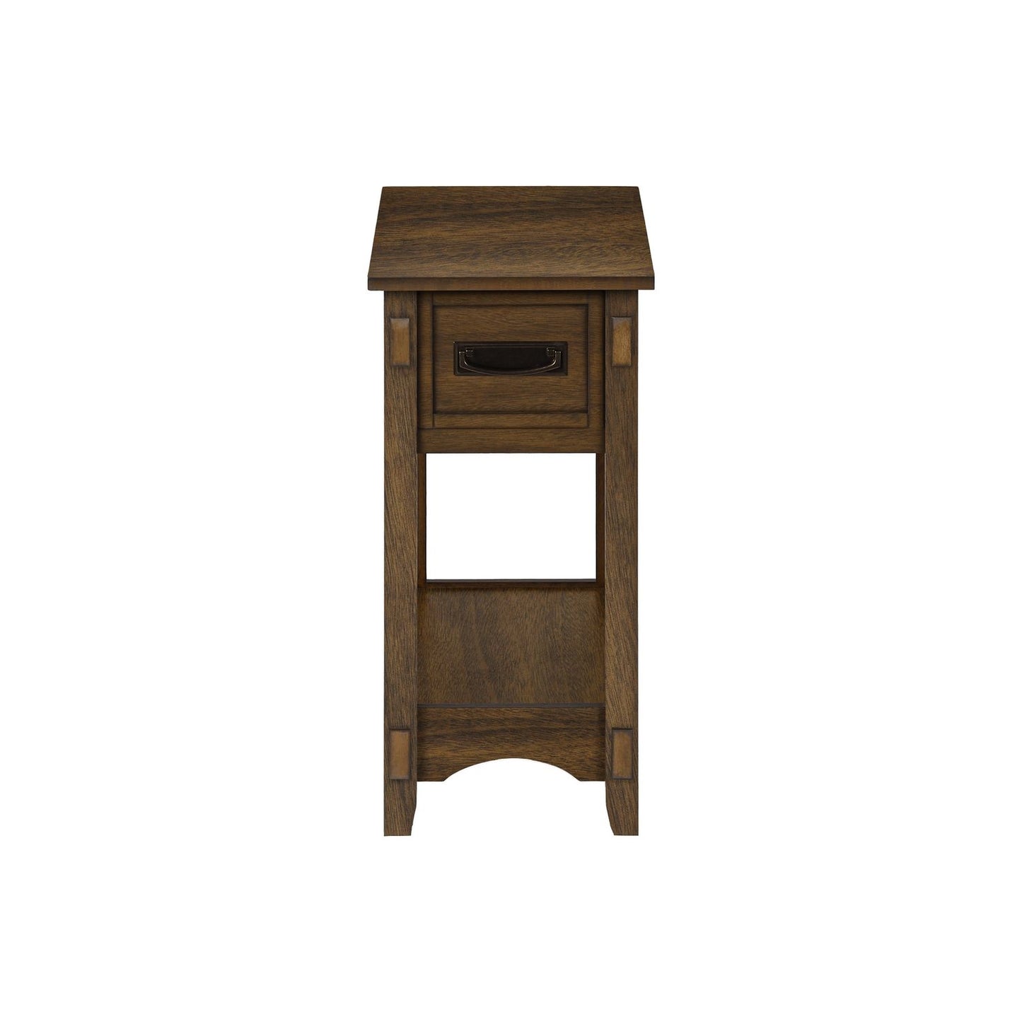Accent End Table, 2 Tier, Narrow, Storage Drawer, Transitional - Walnut