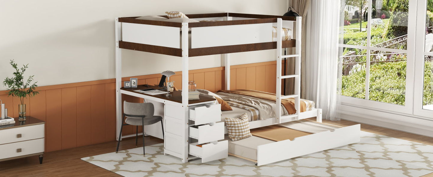 Bunk Bed With Twin Size Trundle, Storage And Desk