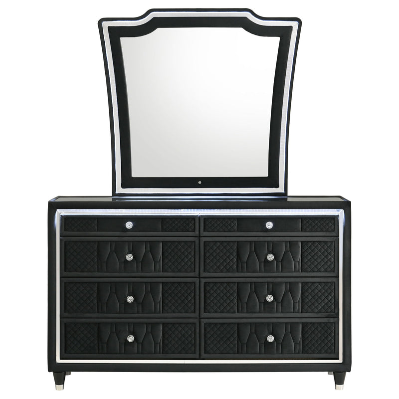 Mika - 8 Drawer LED Dresser With Mirror - Black