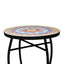 Outdoor Round Side Table With Mosaic Style Top And Curved Iron Legs
