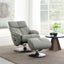 Kandoro - Top Grain Leather Accent Chair With Swivel & Ottoman - Gray