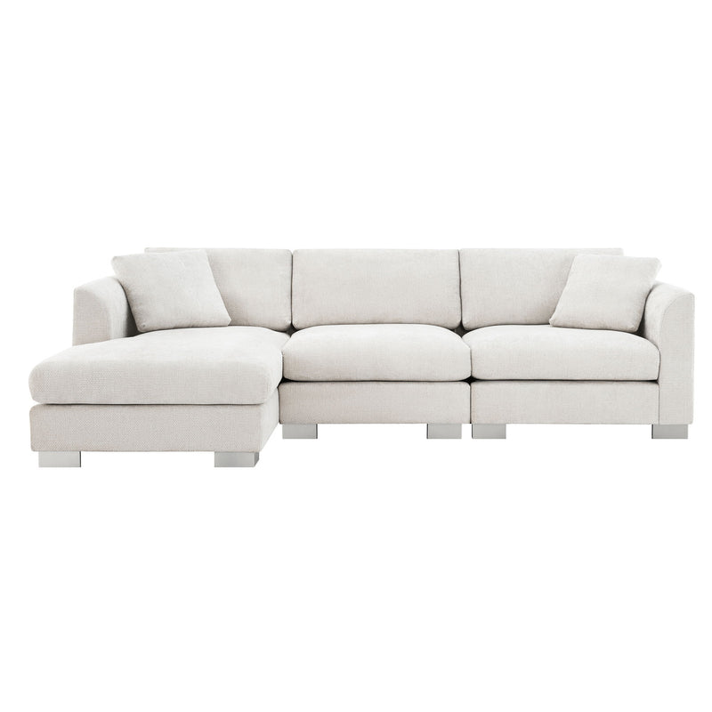 Modern Cloud Sectional Sofa L Shaped Luxury Couch Set With 2 Free Pillows 4 Seat With Oversized Chaise