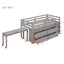 Loft Bed With Retractable Writing Desk And 4 Drawers, With Lateral Portable Desk And Shelves