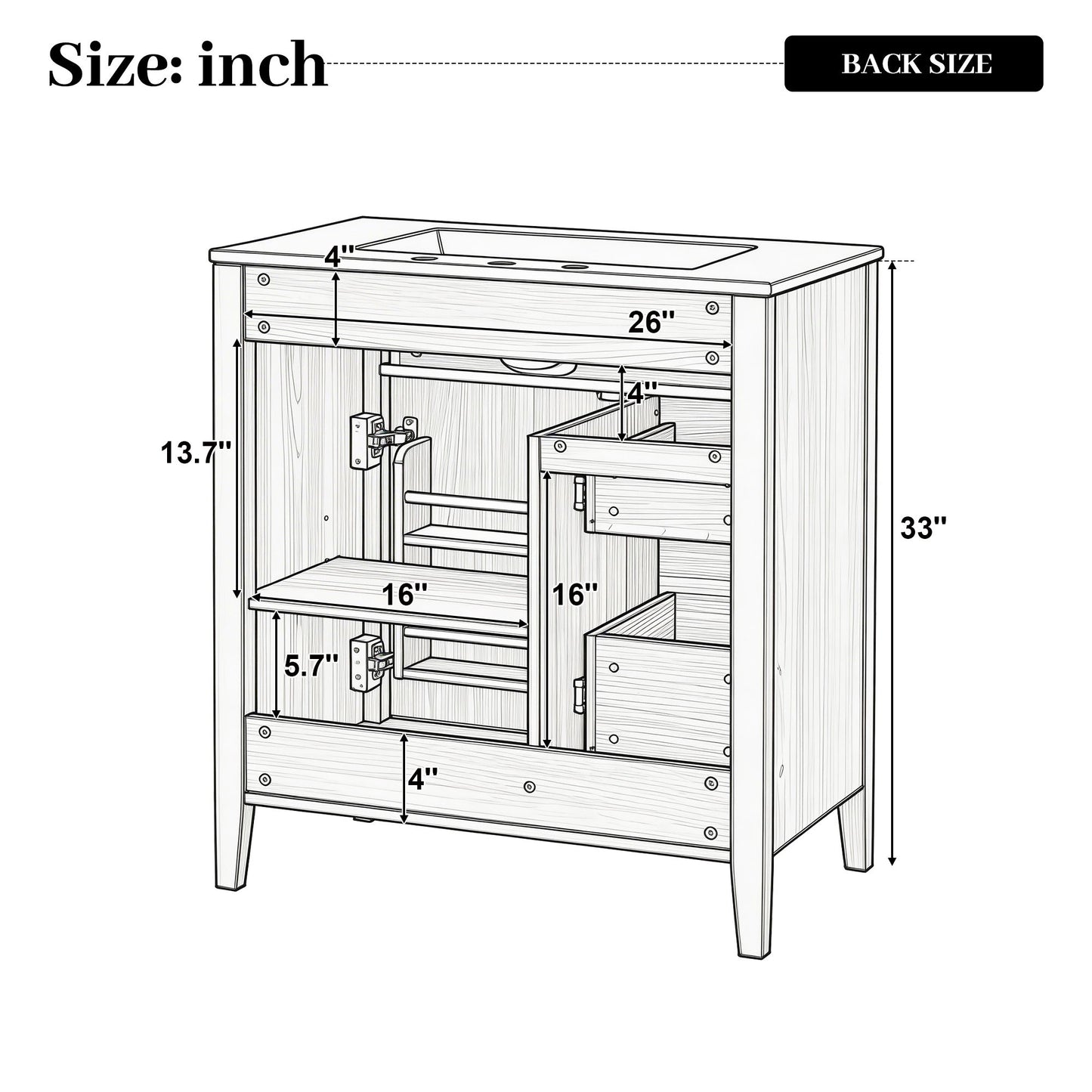 Bathroom Vanity With Sink, Soft Closing Cabinet
