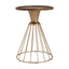 Hollow - Edge Retro Art Pine Side Table With Antique And Natural Color, Iron And Pine Construction - Antique Gold / Natural
